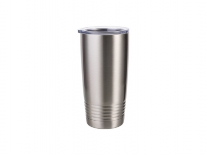 Engraving Blanks 20oz/600ml Powder Coated SS Tumbler with Ringneck (Silver)