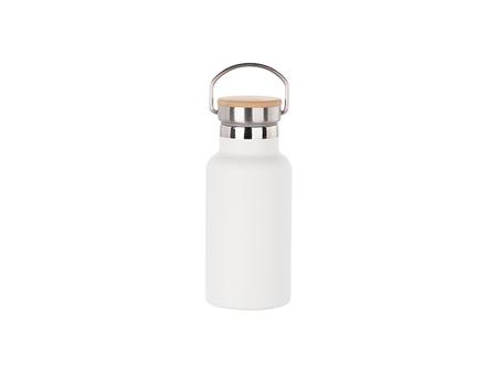 350ml/12oz Portable Bamboo Lid Powder Coated Stainless Steel Bottle (White)