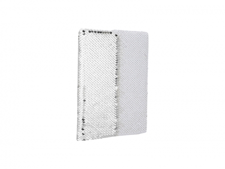 Cuaderno Lentejuelas A5 (Plateado Con Blanco)