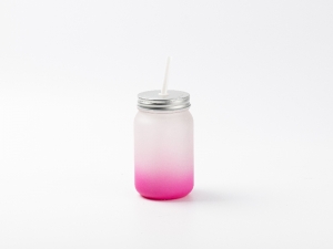 15oz/450ml Sublimation Blanks Mason Jar No Handle (Frosted, Gradient Color)