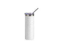 Vaso delgado de acero inoxidable Puffy Cloud de 20 oz / 600 ml con pajita (blanco)
