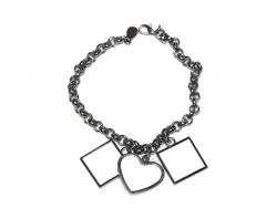 Bracelet avec pendentifs 1 coeur 2 carrés Sublimation Transfert Thermique