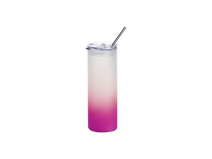 Sublimation Blanks 25oz/750ml Glass Skinny Tumbler with Plastic Straw&amp;Lid (Frosted, Gradient Purple)