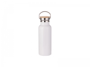 Sublimation 500ml/17oz Portable Bamboo Lid Stainless Steel Bottle (White)