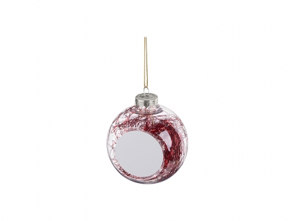 Sublimation 8cm Plastic Christmas Ball Ornament w/ Red String (Clear)