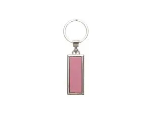 Engraving Blanks Metal Keyring  w/ Engravable Leather (Rect, Double-Sides Pink)